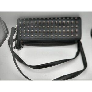 Torrid Black Faux Leather Crossbody Bag With Silver Skull Studs & Zipper Closure